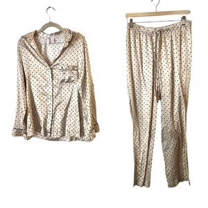 Victoria’s‎ Secret Silky Pajama Set Cream with Black Dots